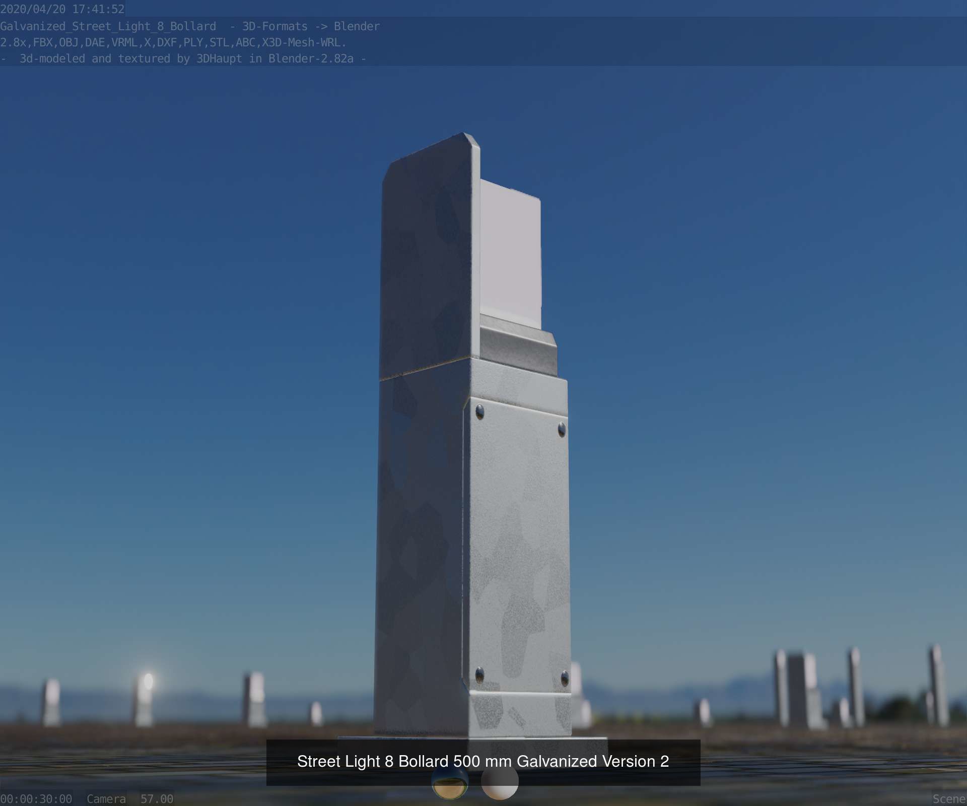 Street Light 8 Bollard All Versions 3D Model Collection_42