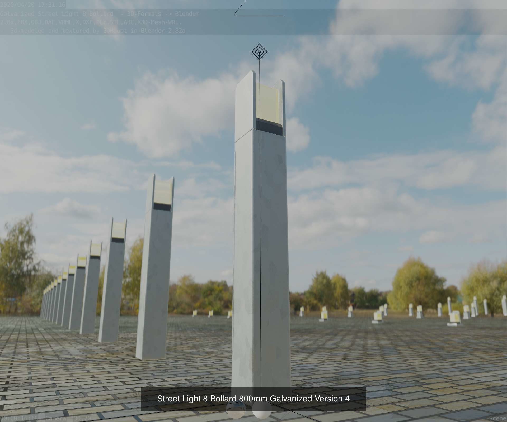 Street Light 8 Bollard All Versions 3D Model Collection_39