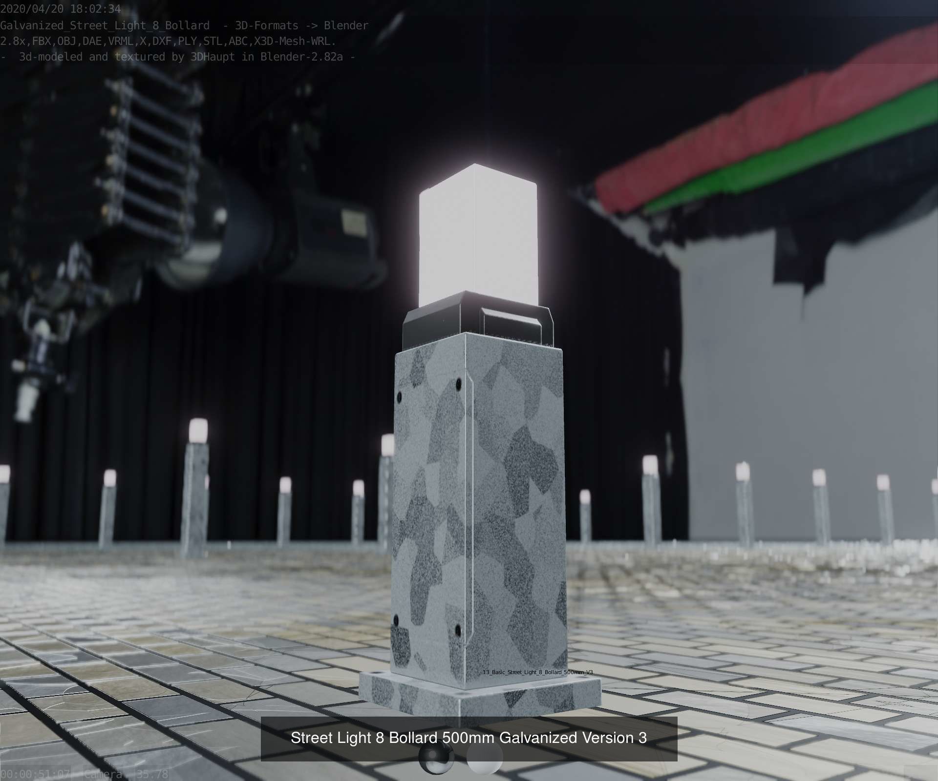 Street Light 8 Bollard All Versions 3D Model Collection_47