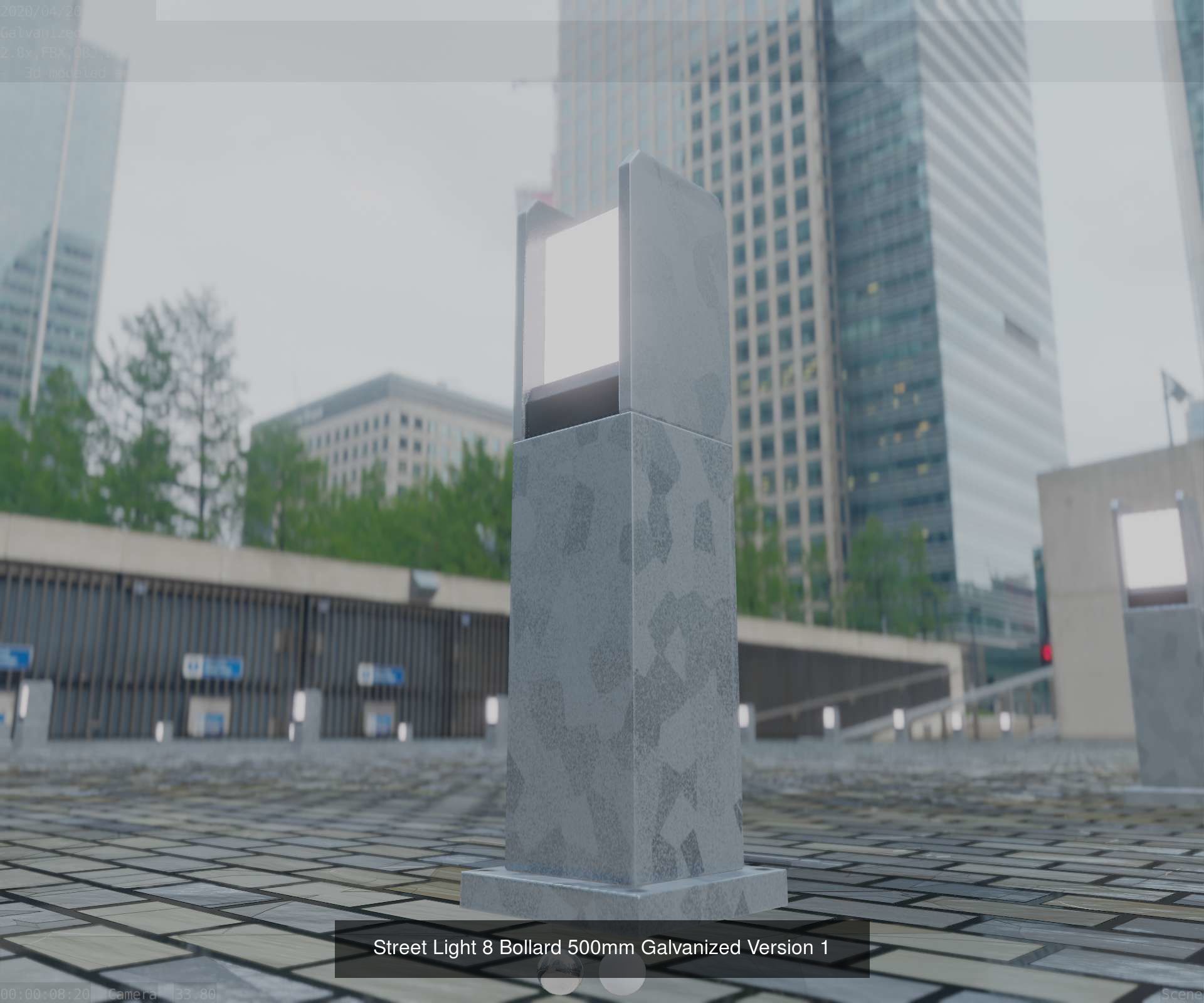 Street Light 8 Bollard All Versions 3D Model Collection_37