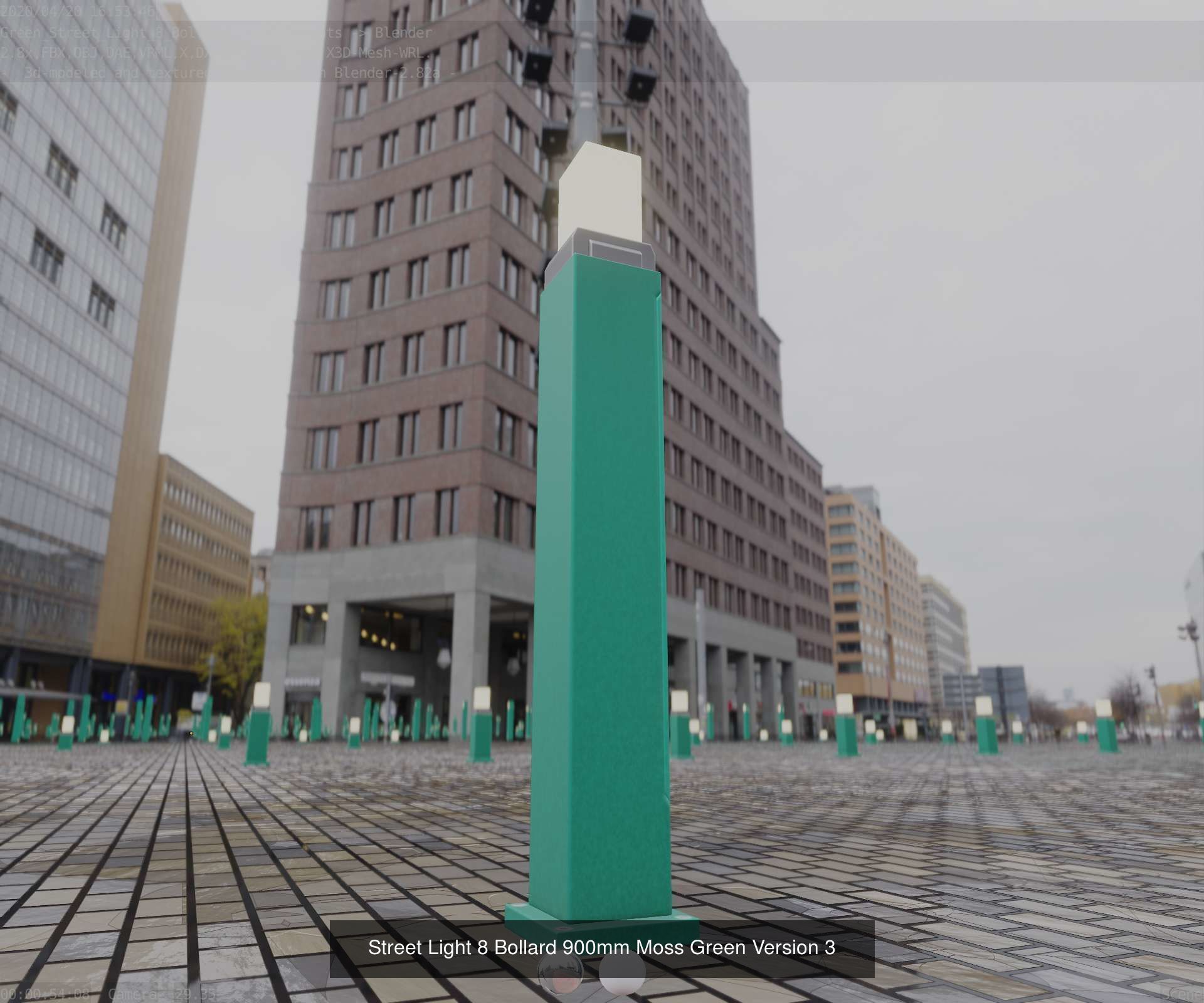 Street Light 8 Bollard All Versions 3D Model Collection_33