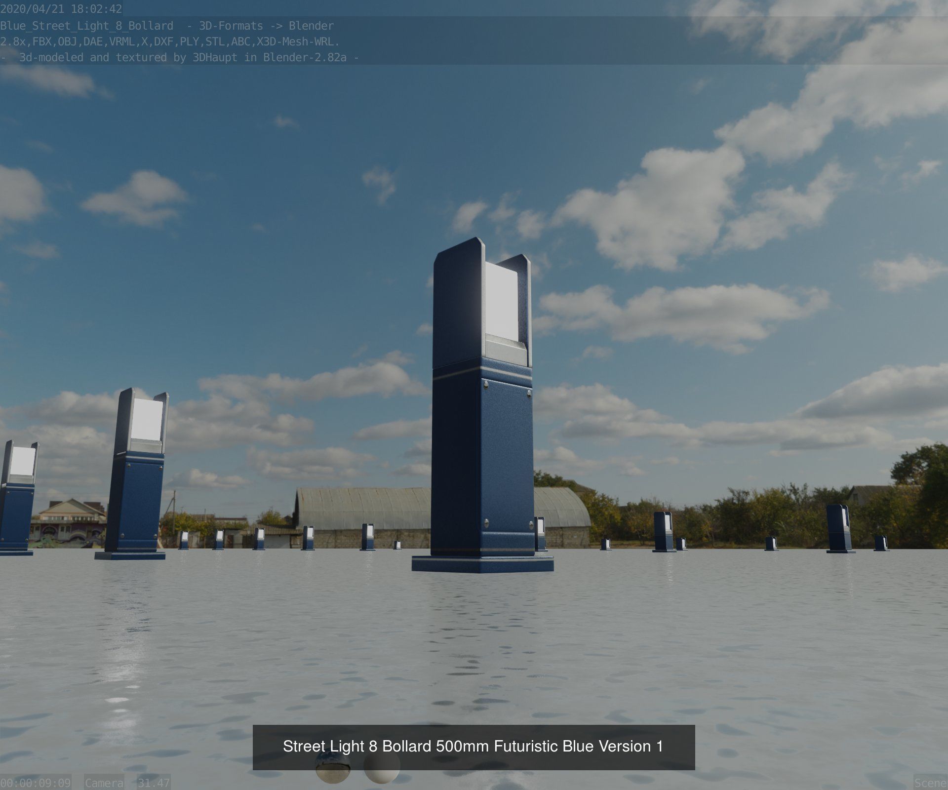 Street Light 8 Bollard All Versions 3D Model Collection_67