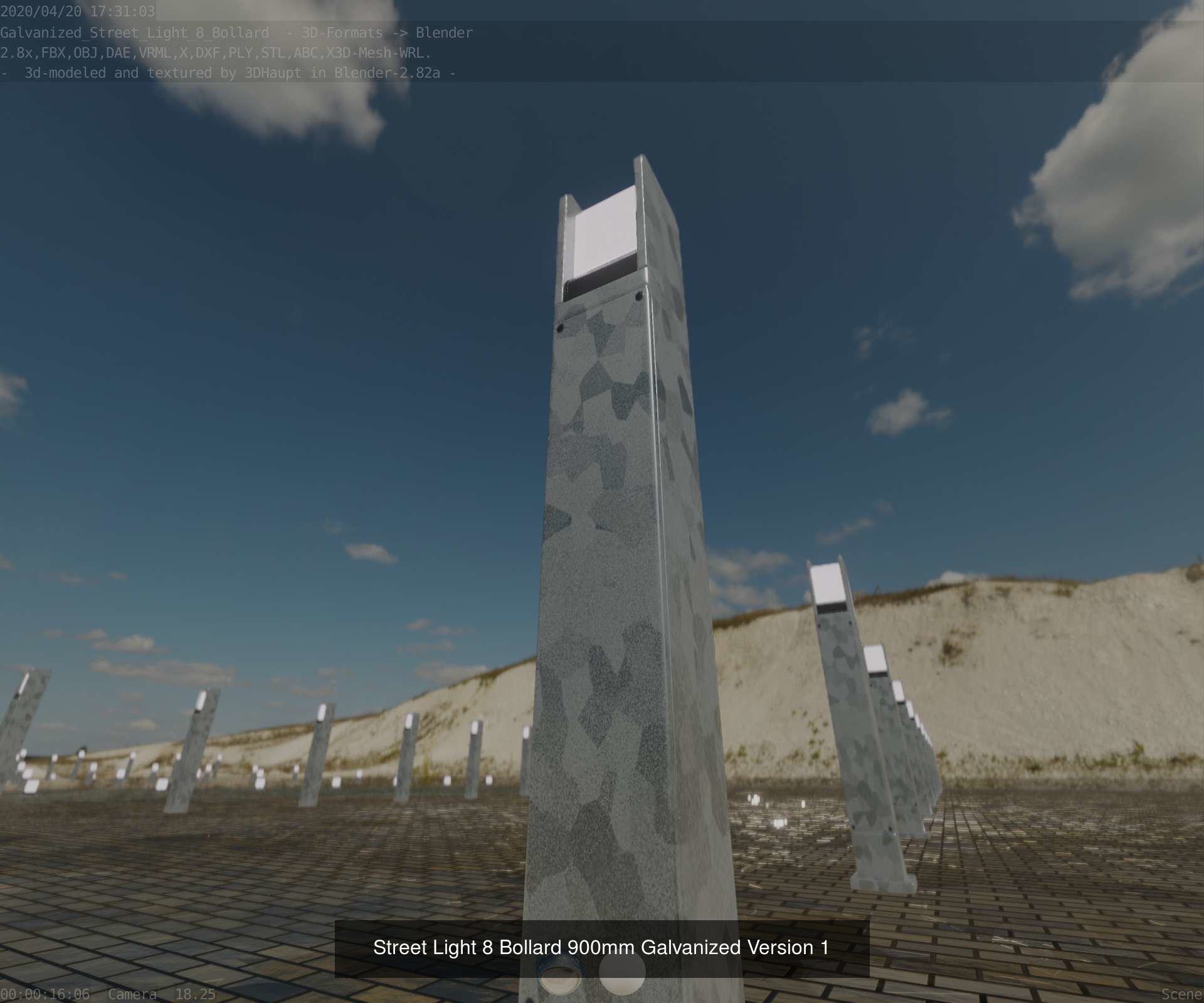 Street Light 8 Bollard All Versions 3D Model Collection_38