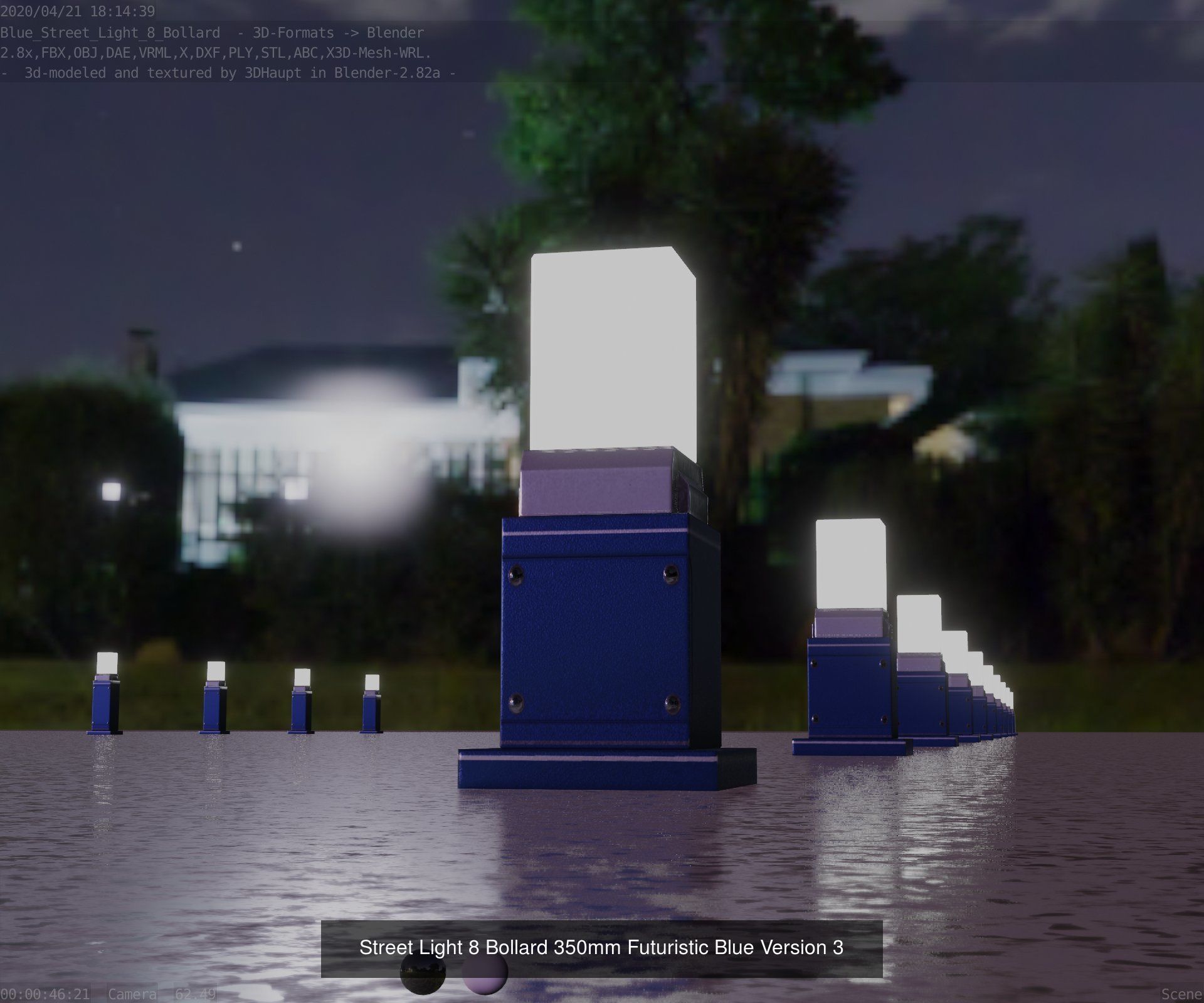 Street Light 8 Bollard All Versions 3D Model Collection_76