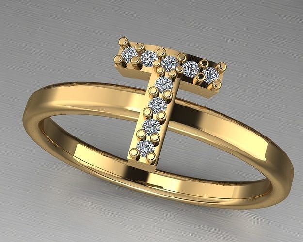 Letter T ring 3D print model