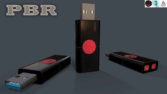 Memory card - Kingston 32GB PBR flashdrive Low-poly 3D model
