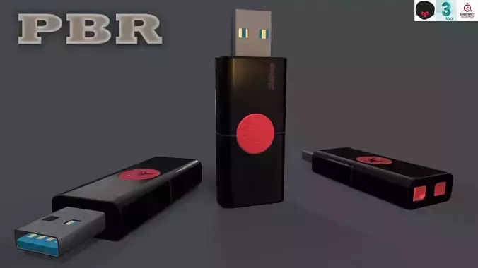 Memory card - Kingston 32GB PBR flashdrive Low-poly 3D model