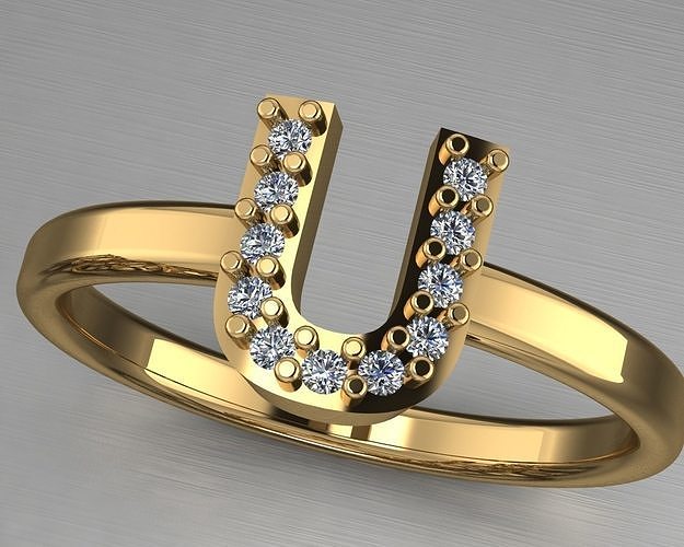 Letter U ring 3D print model