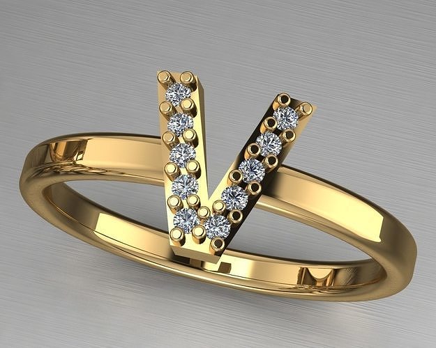 Letter V ring 3D print model