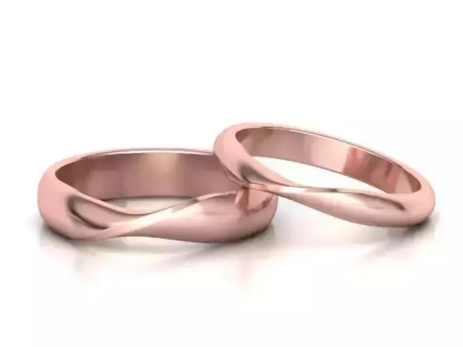 Dshaped Mobius Wedding bands set  3D Model Collection
