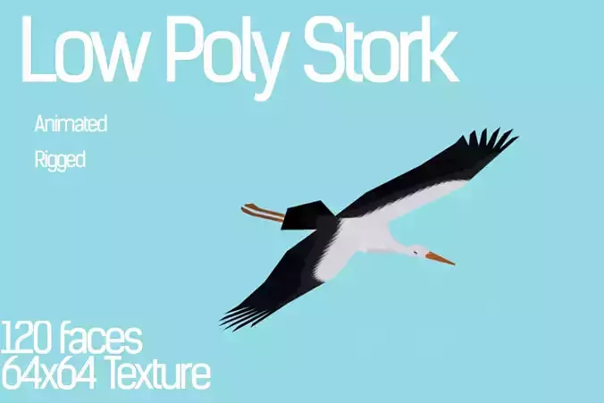 Low Poly Stork Animation Low-poly 3D model