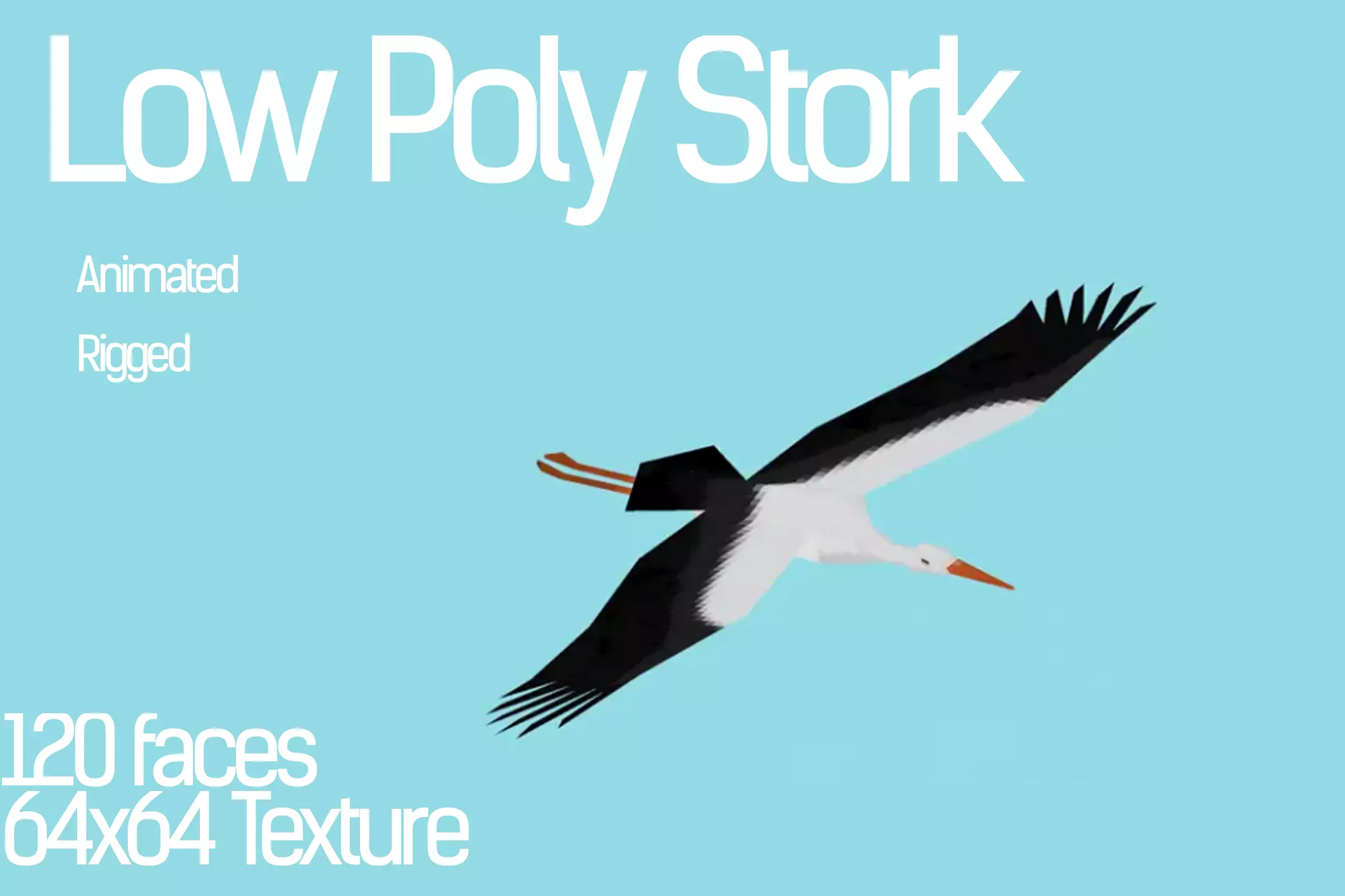 Low Poly Stork Animation Low-poly 3D model_0