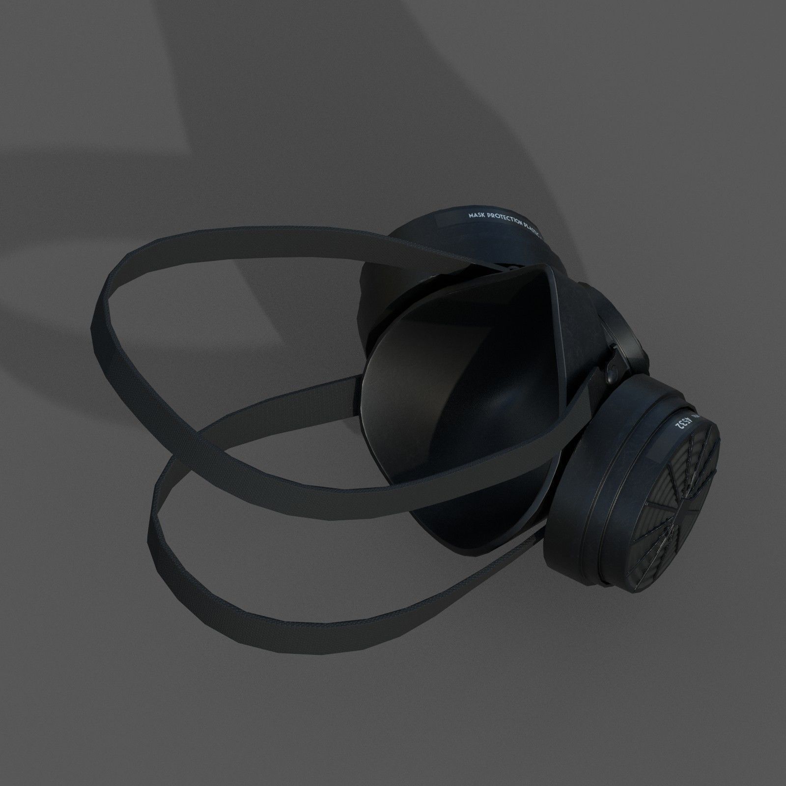 Gas mask protection futuristic fantasy human isolated Black Low-poly 3D model_7