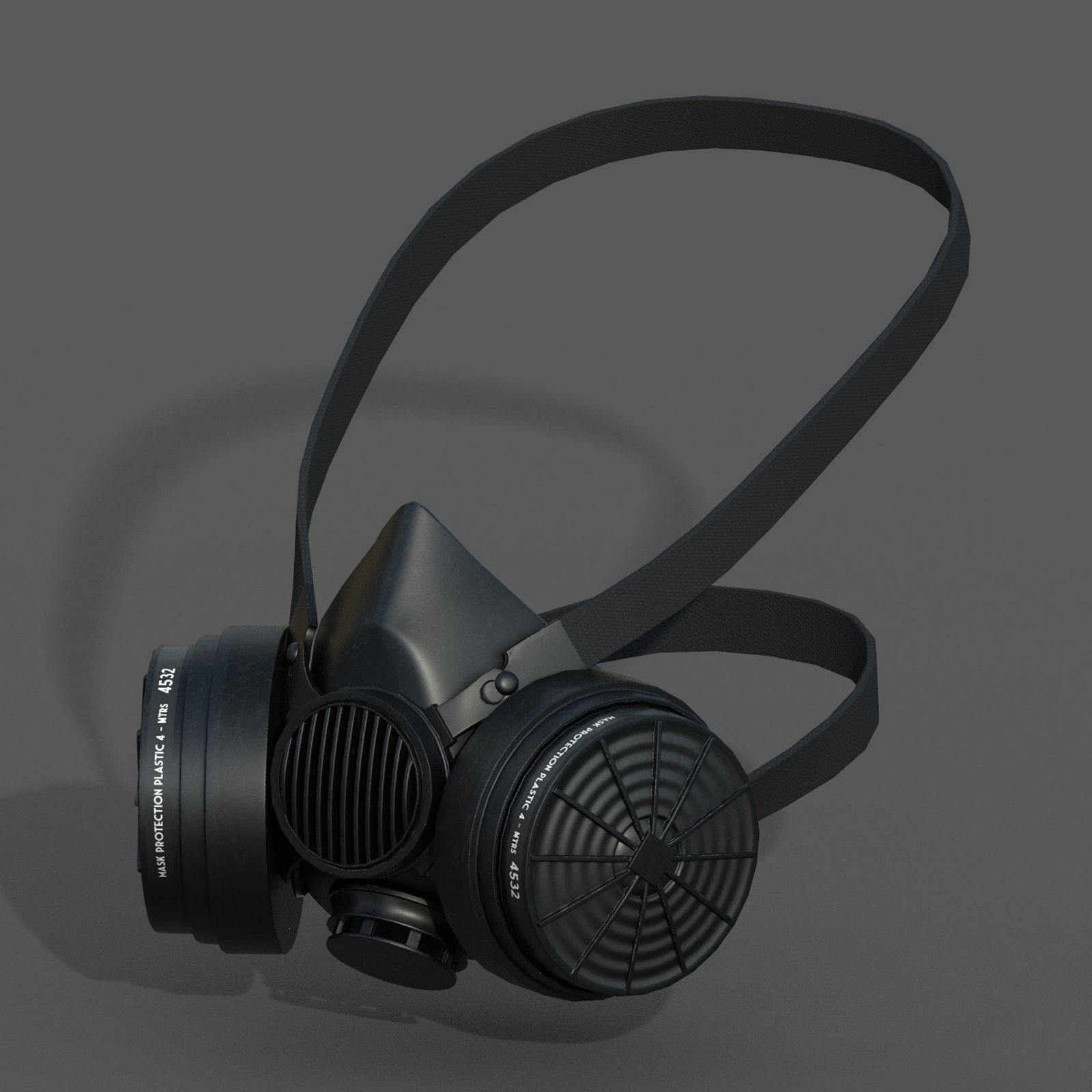 Gas mask protection futuristic fantasy human isolated Black Low-poly 3D model_1