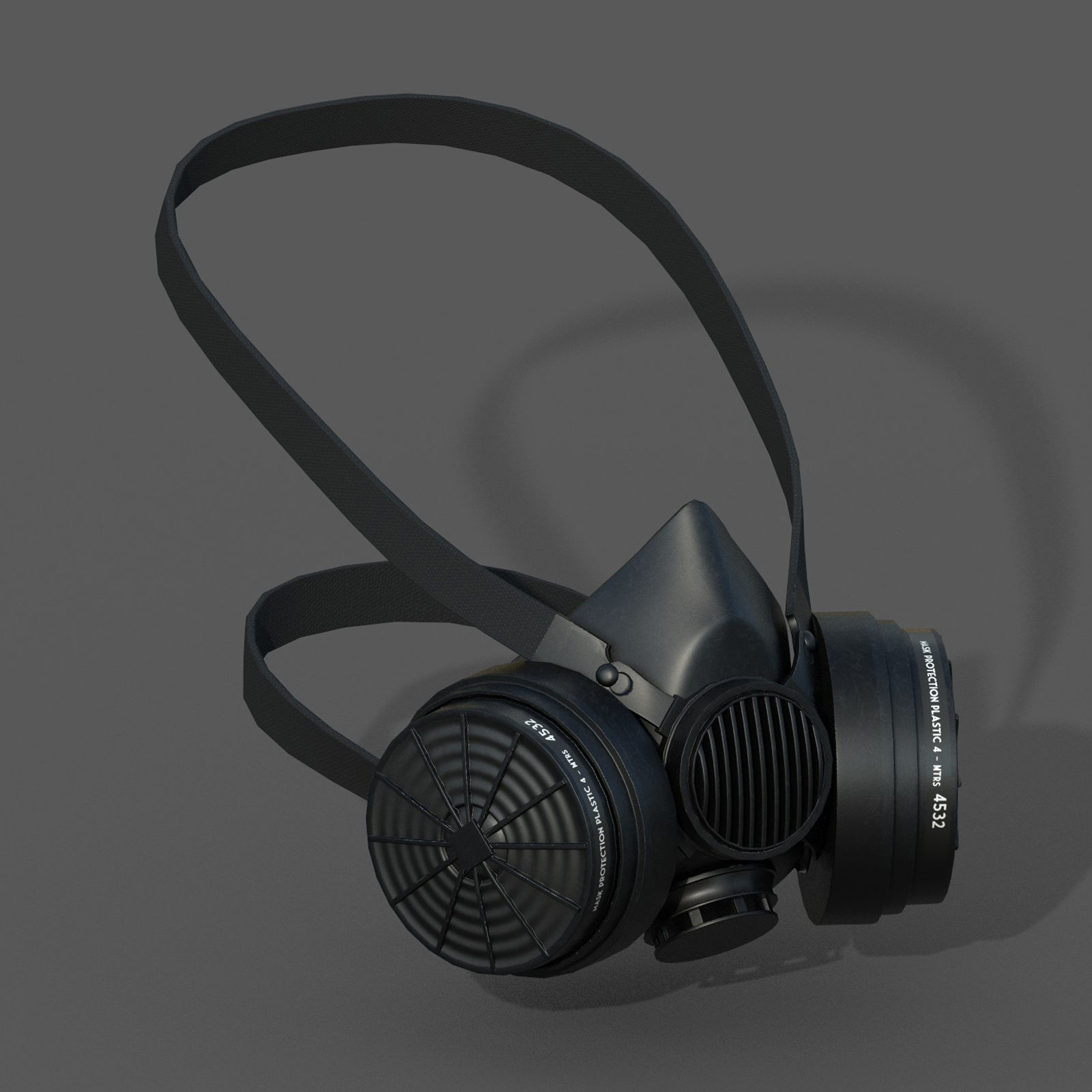 Gas mask protection futuristic fantasy human isolated Black Low-poly 3D model_2