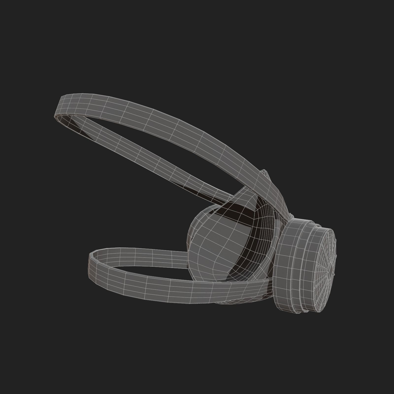 Gas mask protection futuristic fantasy human isolated Black Low-poly 3D model_11