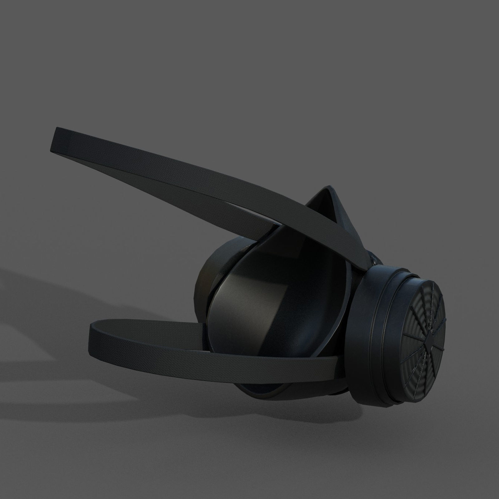 Gas mask protection futuristic fantasy human isolated Black Low-poly 3D model_6