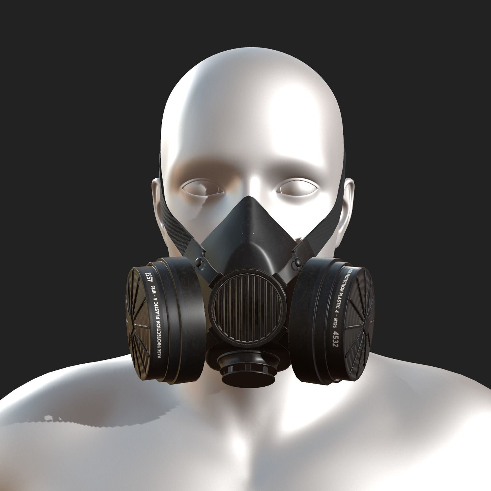 Gas mask protection futuristic fantasy human isolated Black Low-poly 3D model_5