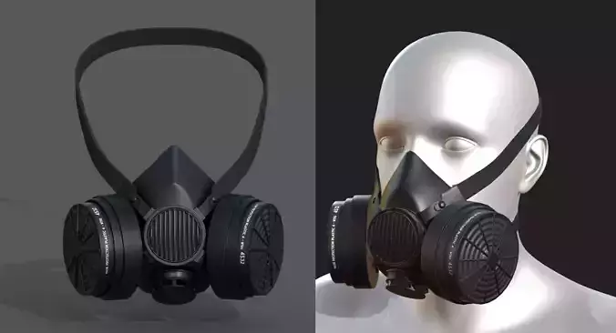Gas mask protection futuristic fantasy human isolated Black 
