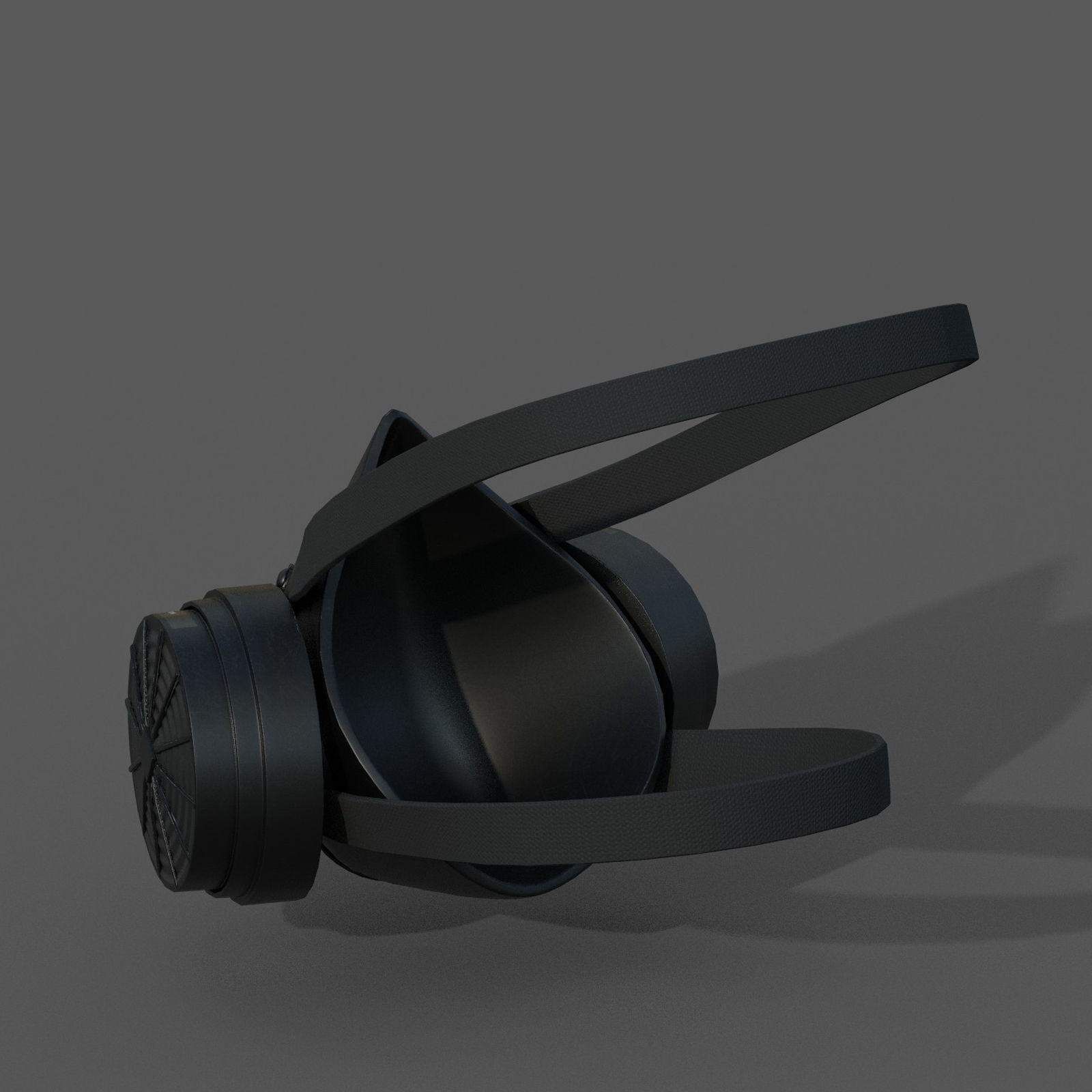 Gas mask protection futuristic fantasy human isolated Black Low-poly 3D model_8