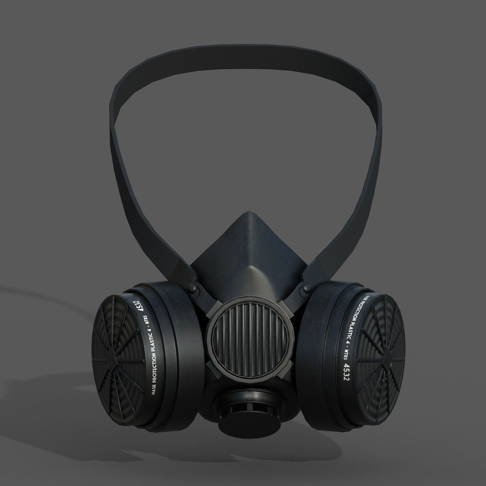 Gas mask protection futuristic fantasy human isolated Black Low-poly 3D model_3