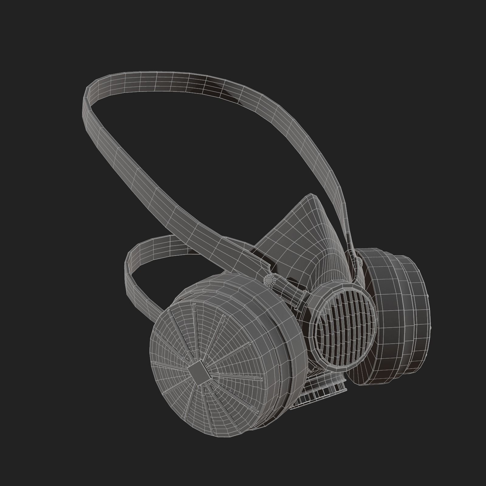 Gas mask protection futuristic fantasy human isolated Black Low-poly 3D model_9