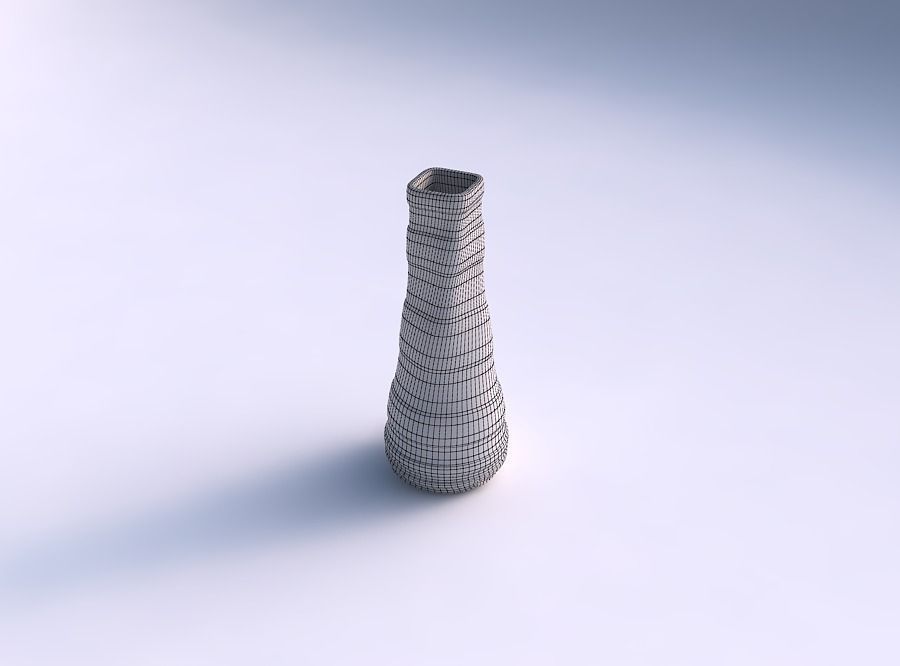 Vase semi quadratic with smooth horizontal ribbons 3D print model_5