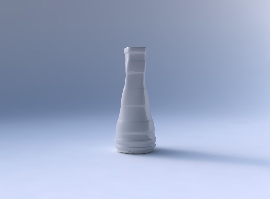 Vase semi quadratic with smooth horizontal ribbons 3D print model_4