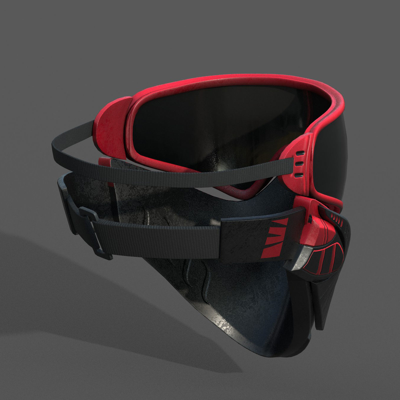 Mask protection scifi military futuristic technology  Low-poly 3D model_7