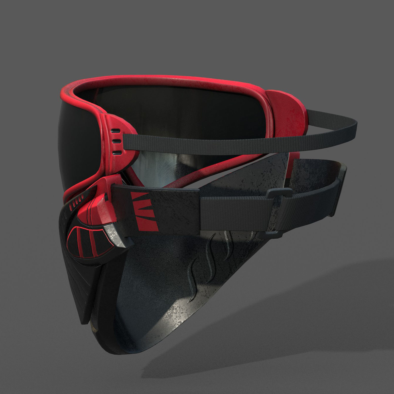 Mask protection scifi military futuristic technology  Low-poly 3D model_9