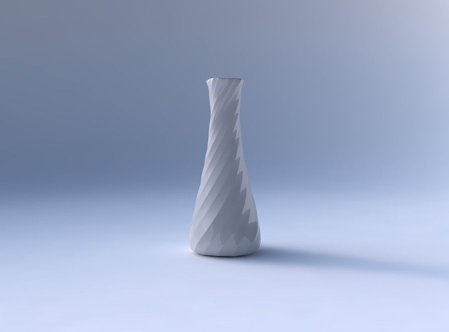 Vase semi quadratic with twisted bands 3D print model_4