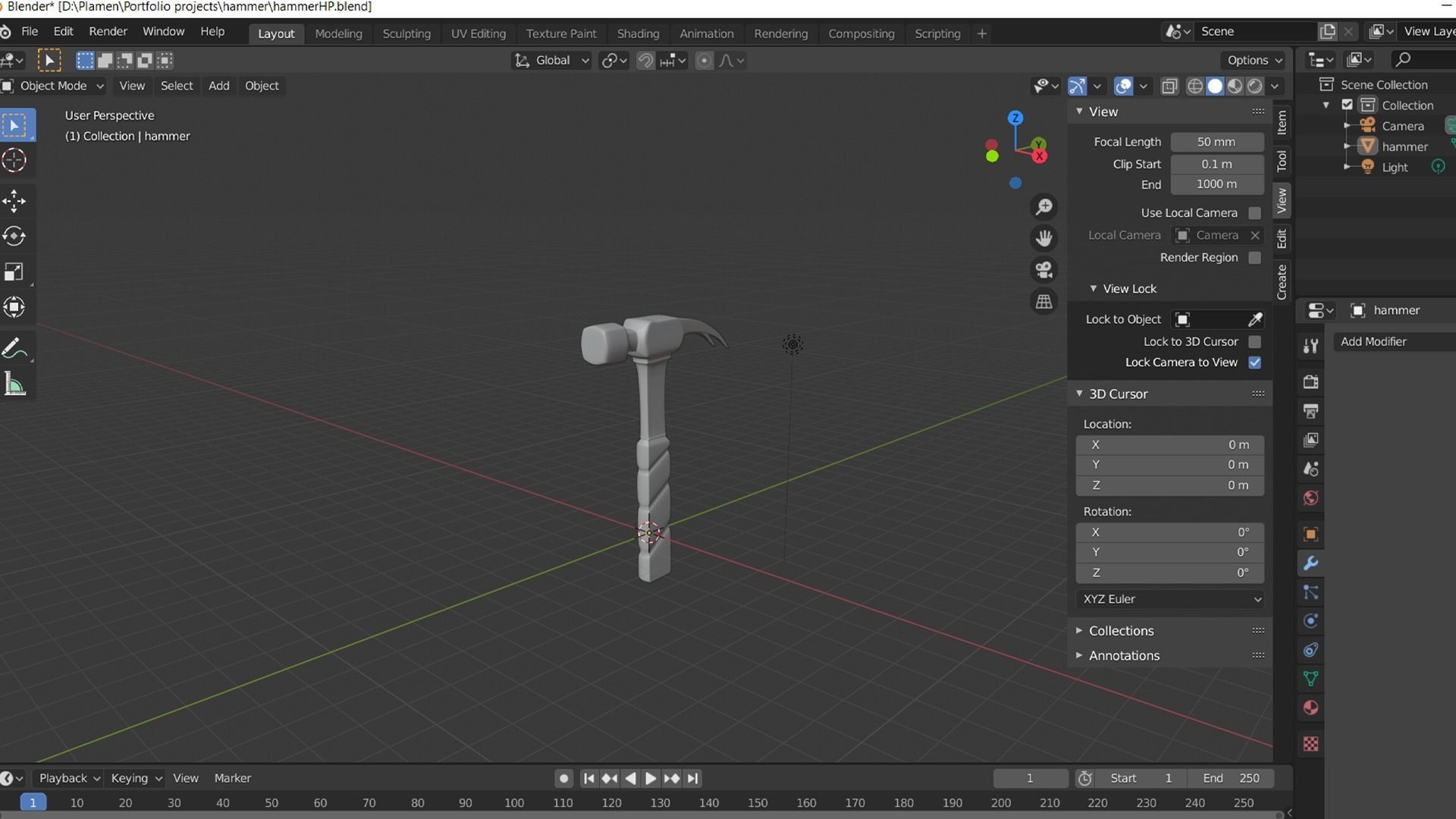 3d Hammer low poly and high poly Free low-poly 3D model_5