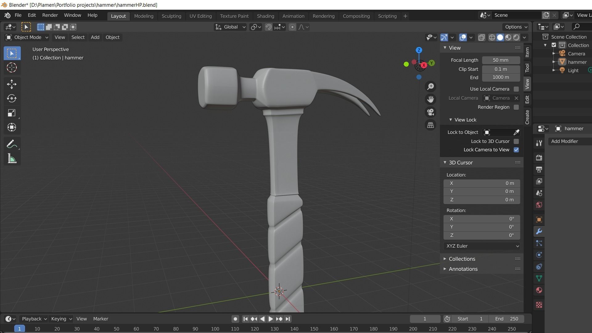 3d Hammer low poly and high poly Free low-poly 3D model_4