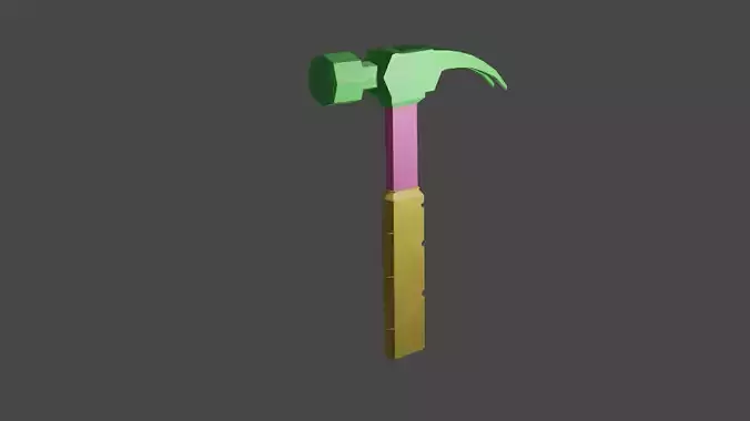3d Hammer low poly and high poly