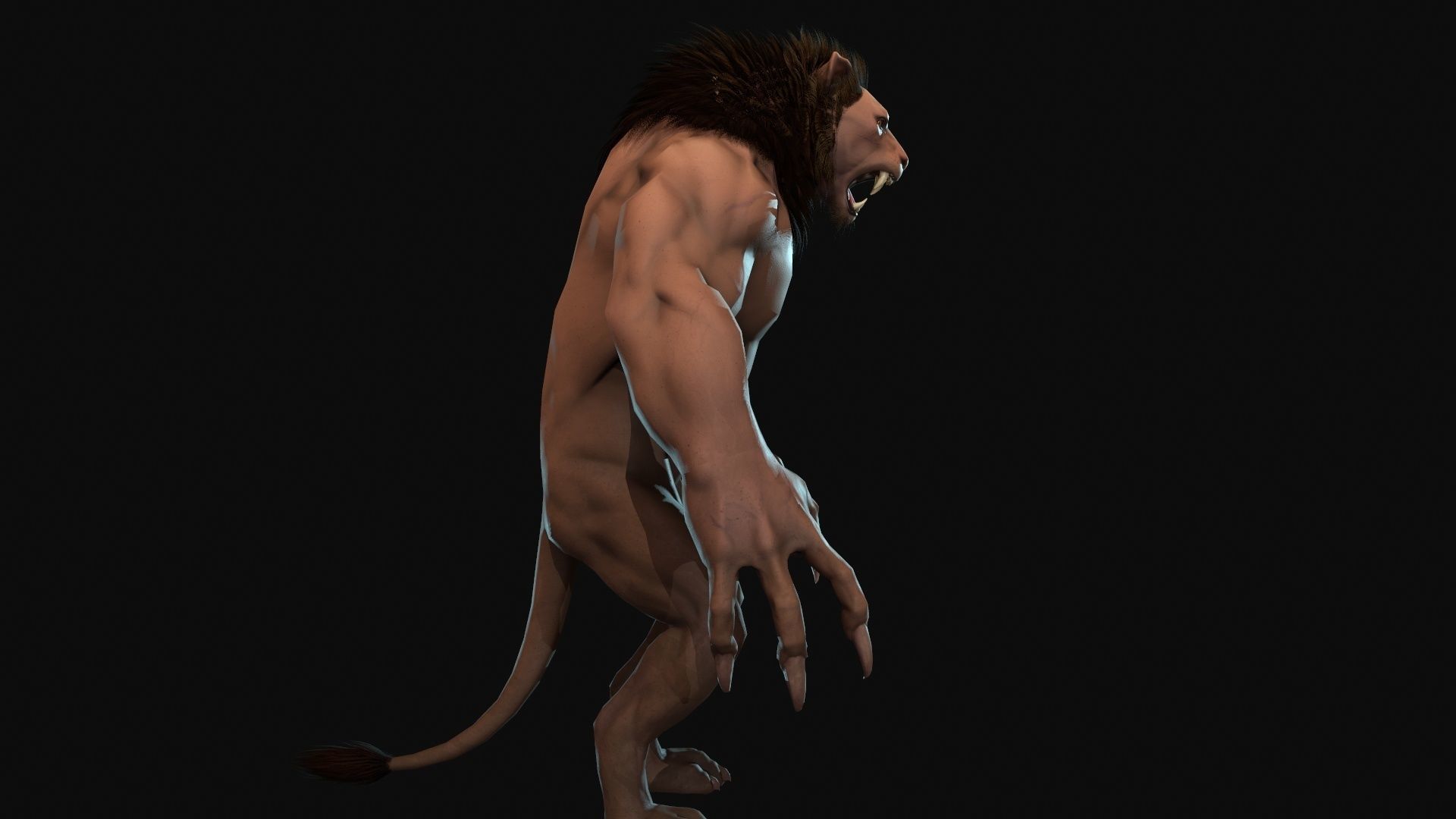 Humanoid Lion - Rigged - Animated - Game Ready Low-poly 3D model_5