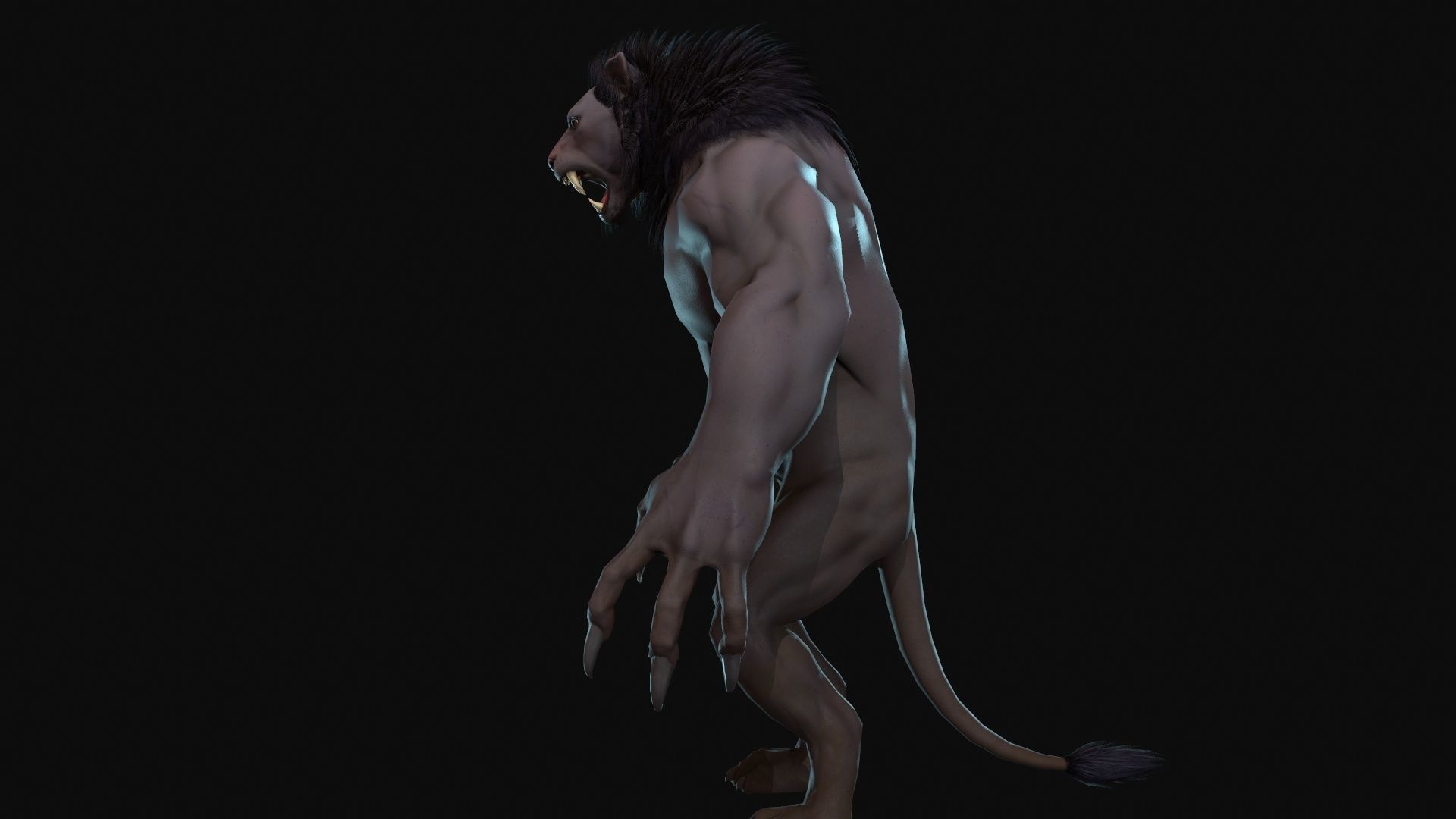 Humanoid Lion - Rigged - Animated - Game Ready Low-poly 3D model_9