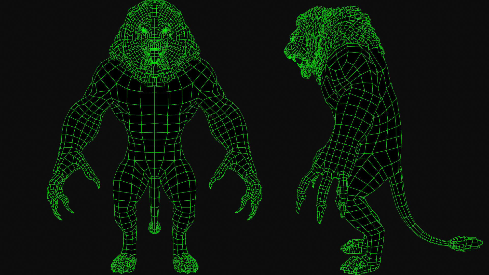 Humanoid Lion - Rigged - Animated - Game Ready Low-poly 3D model_11