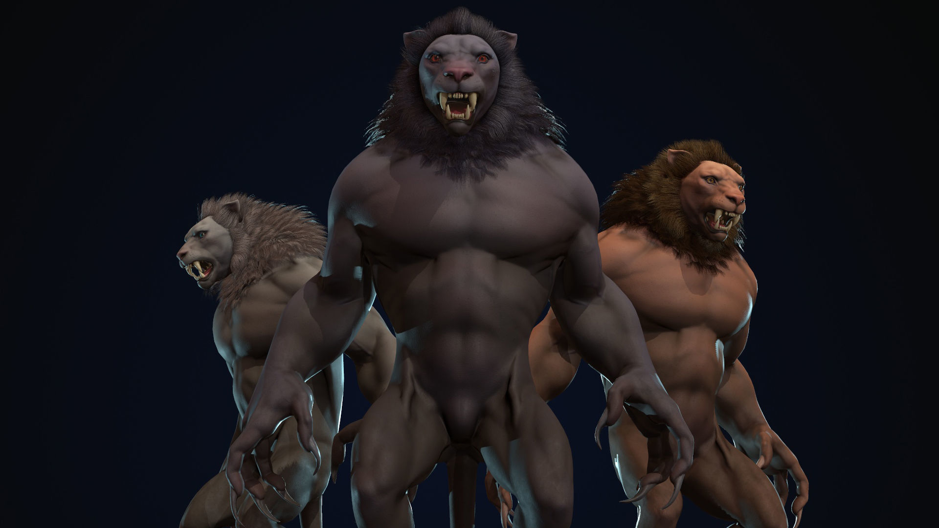 Humanoid Lion - Rigged - Animated - Game Ready Low-poly 3D model_2