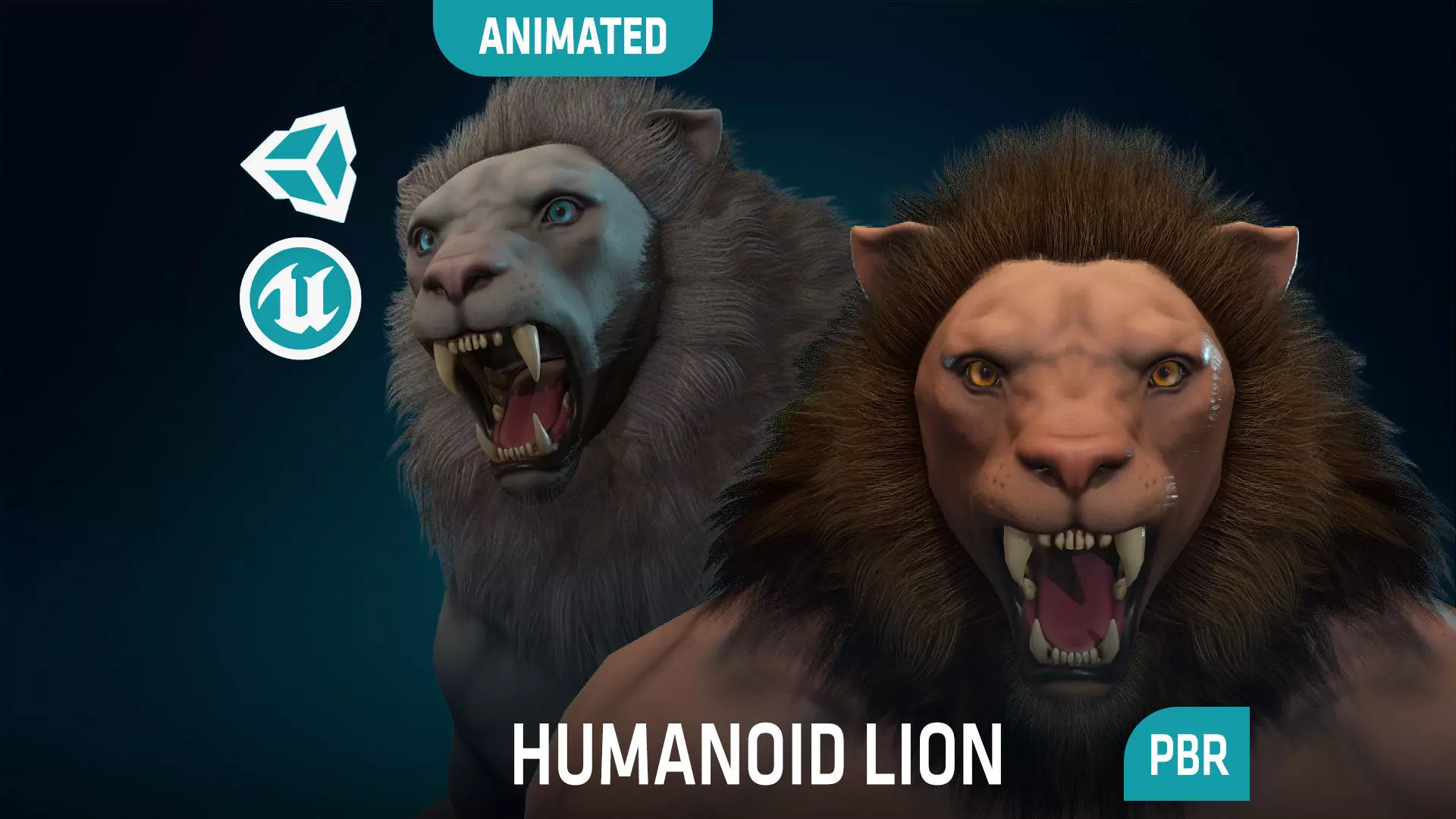 Humanoid Lion - Rigged - Animated - Game Ready Low-poly 3D model_0