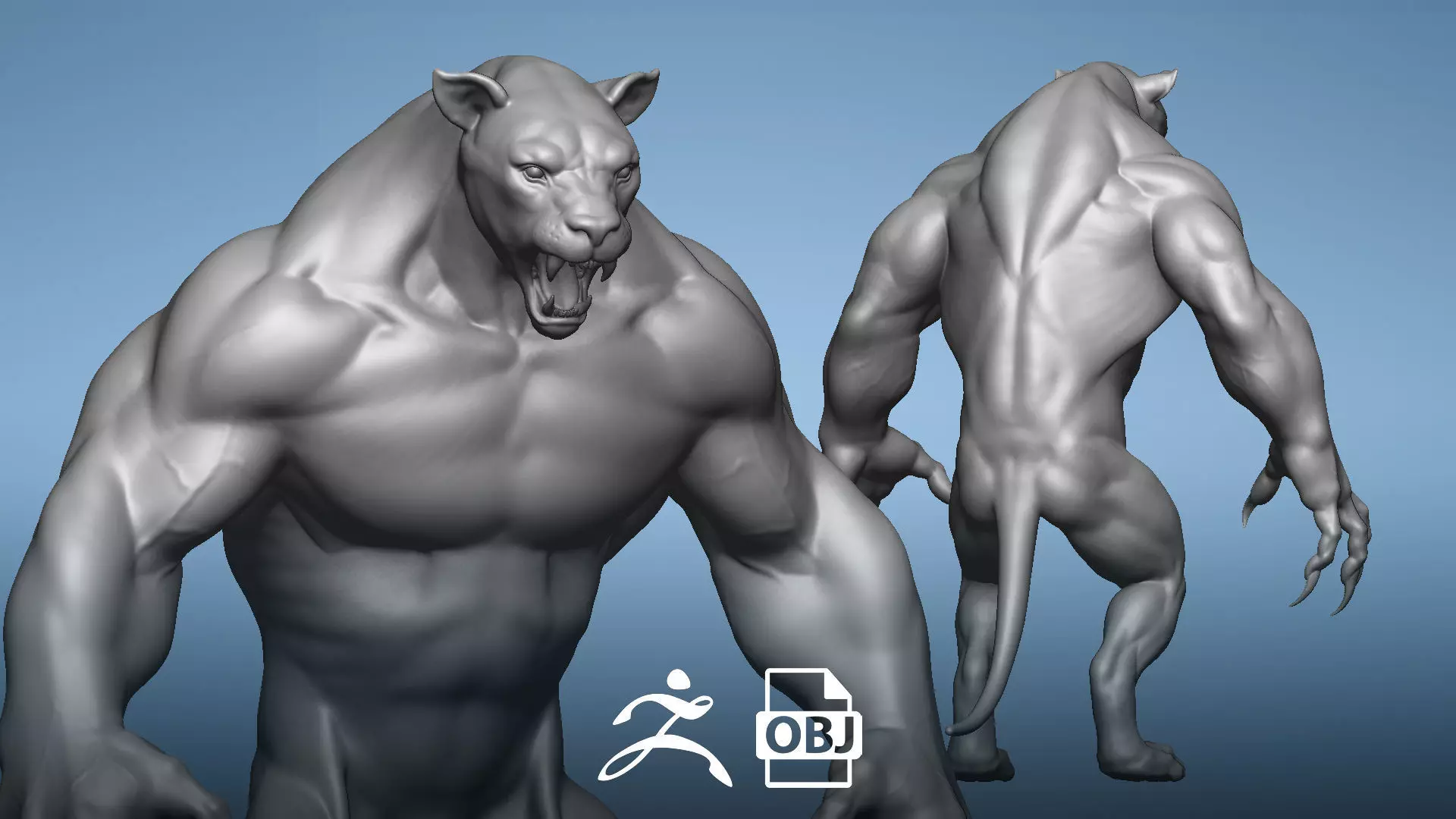 Humanoid Lion- Highpoly Zbrush project 3D model_0