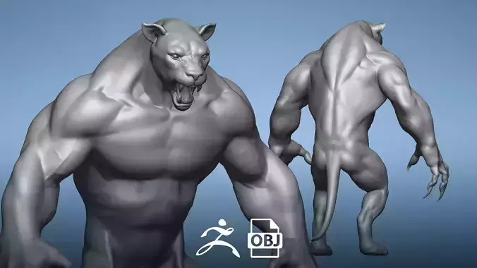 Humanoid Lion- Highpoly Zbrush project 3D model