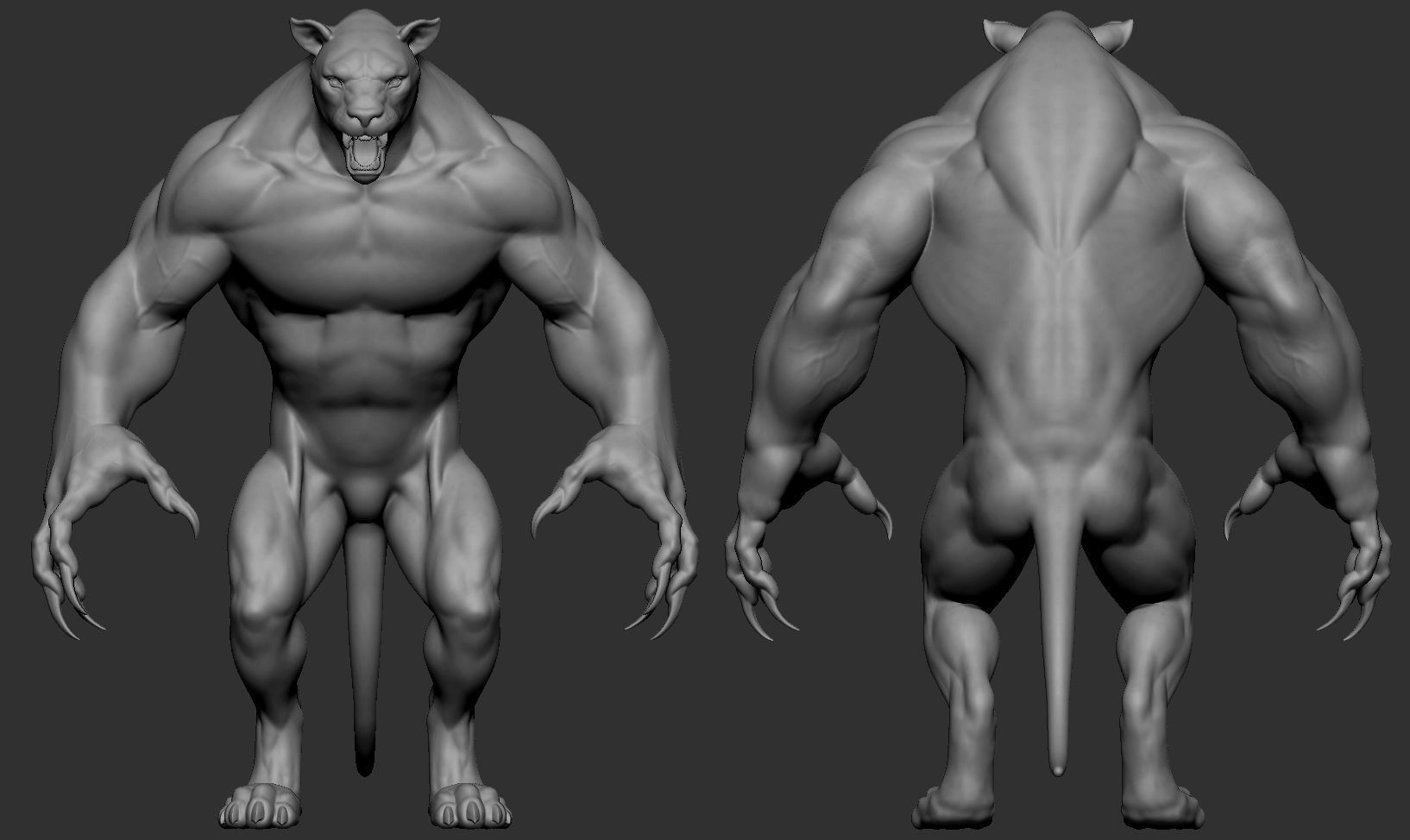 Humanoid Lion- Highpoly Zbrush project 3D model_20