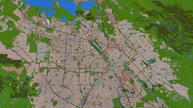 Santa Clara County of USA Low-poly 3D model