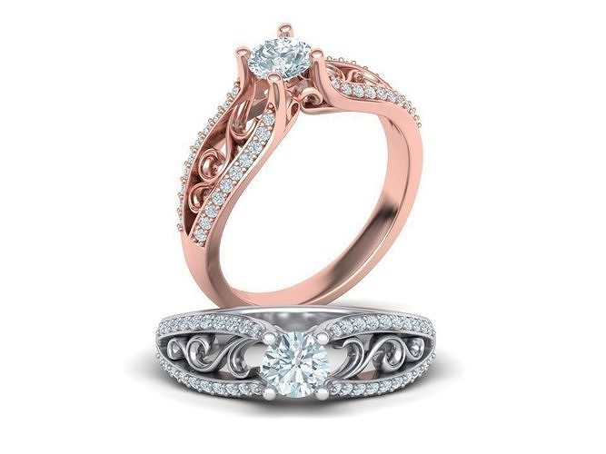 Half Carat  Barocco Engagement ring  printable ring  3D print model