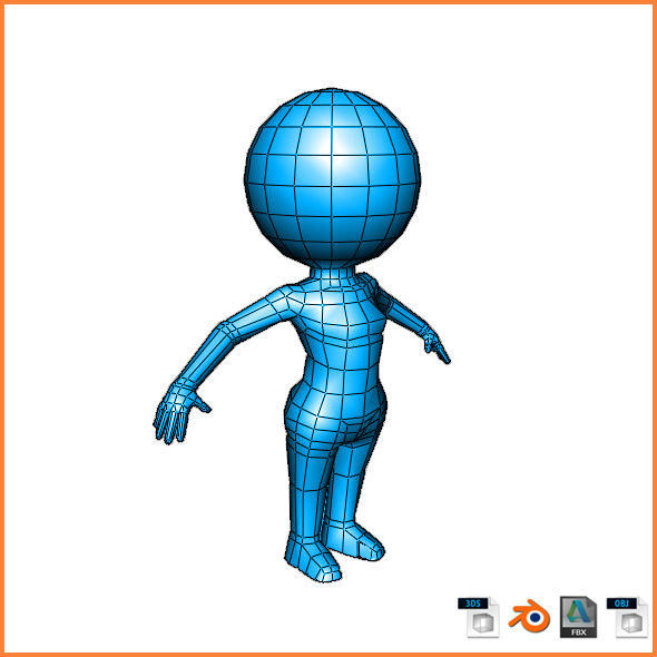 Sphere Girl Base Mesh Low-poly 3D model_1