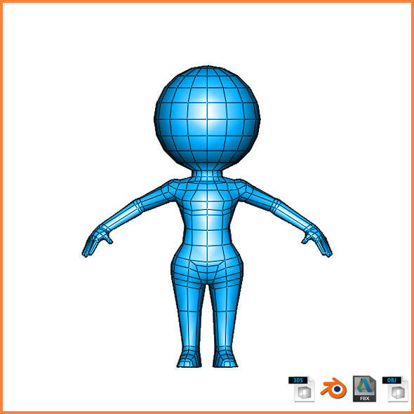 Sphere Girl Base Mesh Low-poly 3D model_4