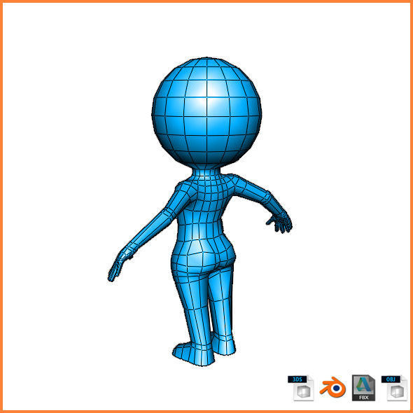 Sphere Girl Base Mesh Low-poly 3D model_2