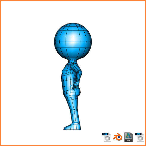 Sphere Girl Base Mesh Low-poly 3D model_3