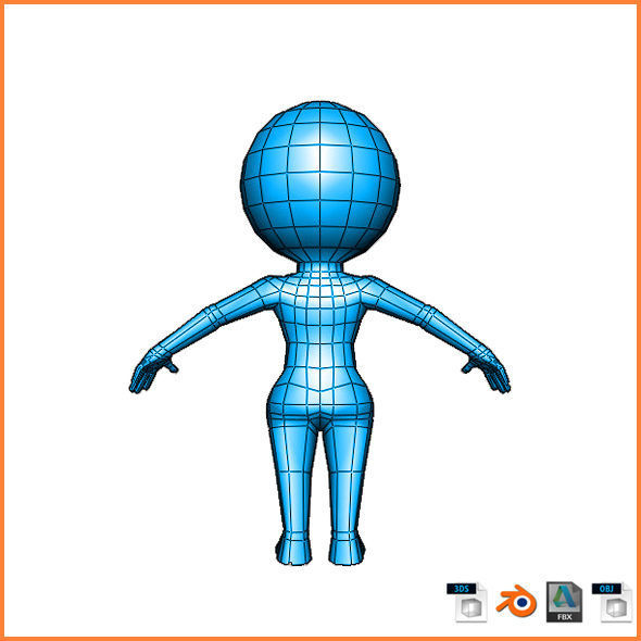 Sphere Girl Base Mesh Low-poly 3D model_5