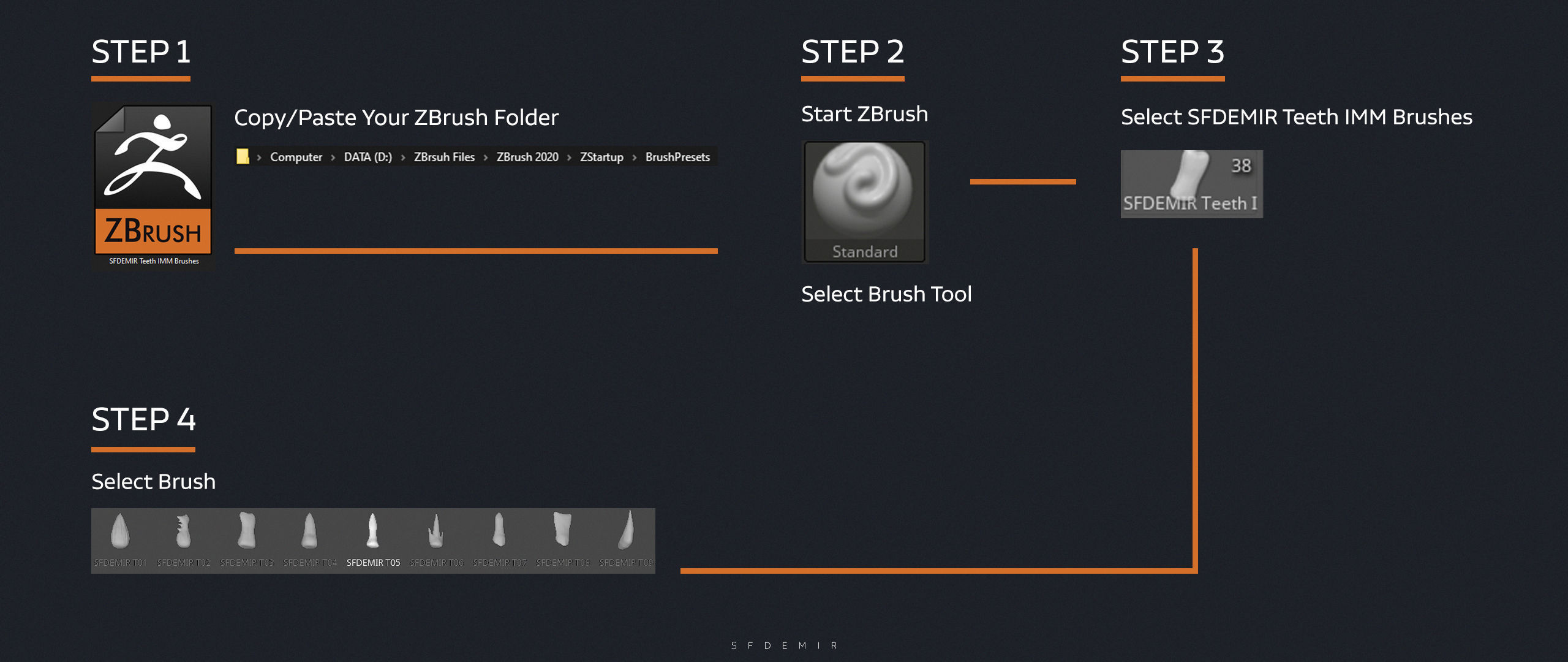 SFDEMIR Teeth IMM Brushes  Low-poly 3D model_4